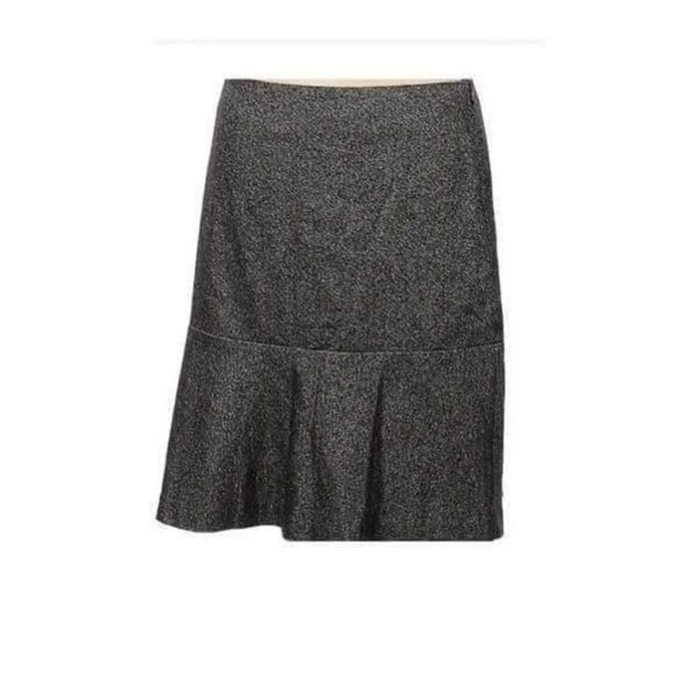NWT Talbots Black Tweed Ruffle Flounce Hem Lined Skirt Womens Size 8 Petite